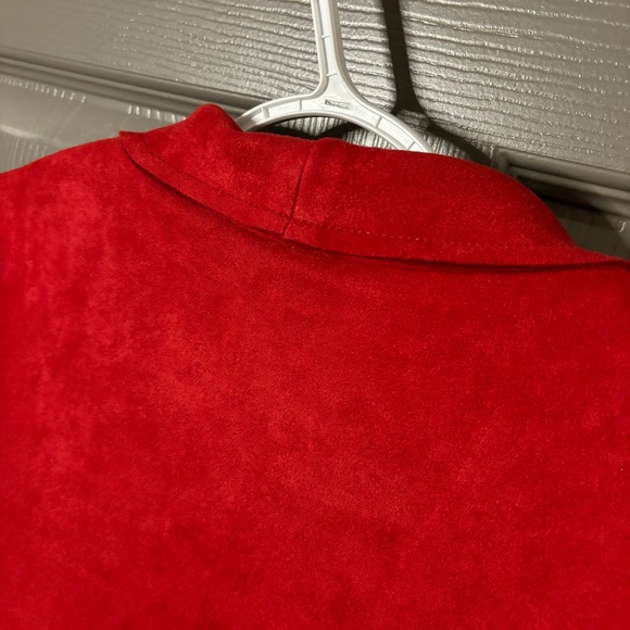 Microsuede Open Front Jacket New M Red Kirundo - Picture 9 of 13